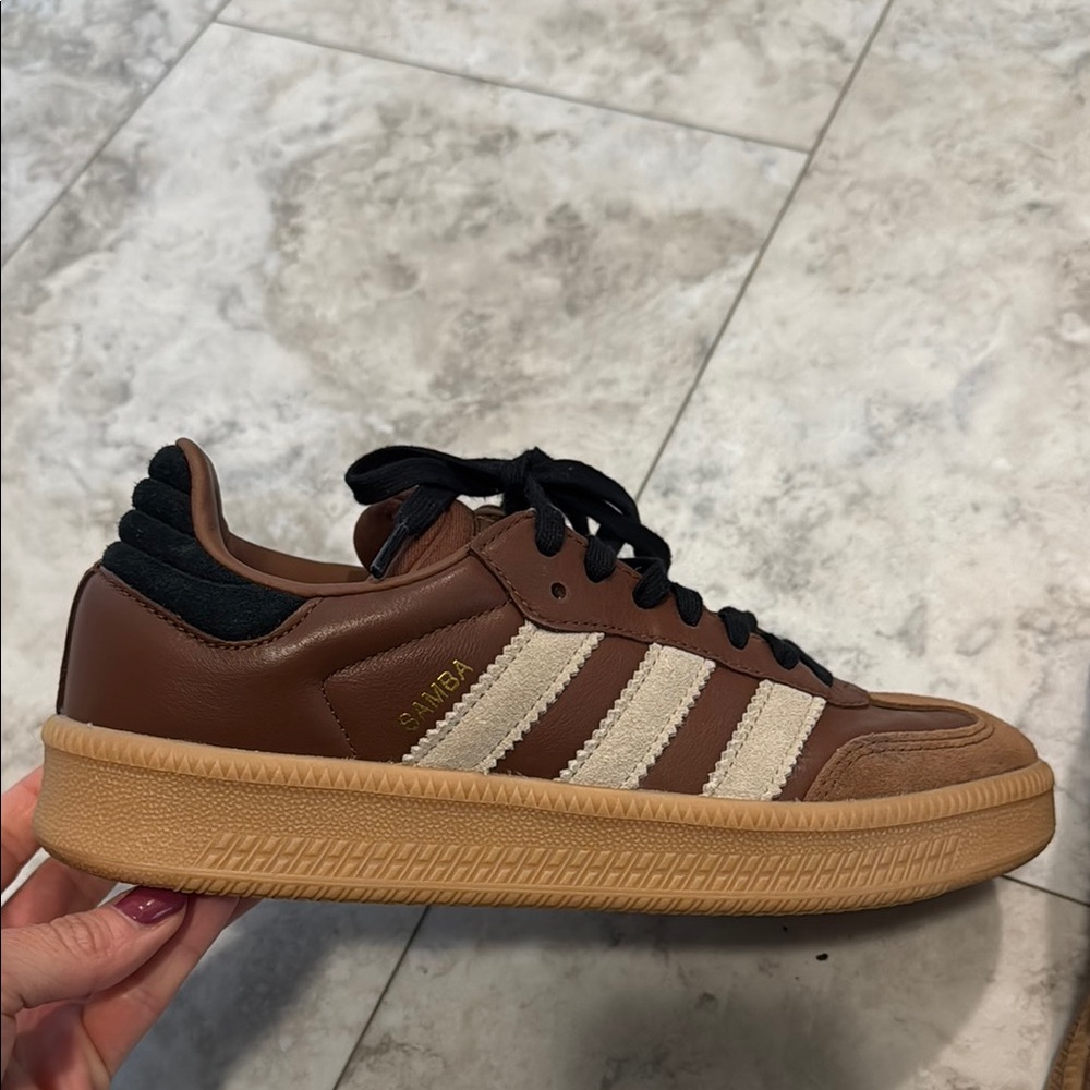 Adidas Men's Brown and Cream Samba Sneakers